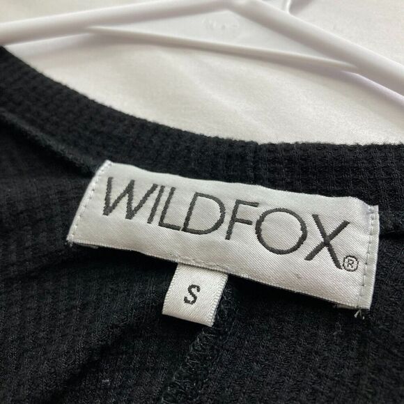 WILDFOX Revolve Women's Oversized Black BAD WITCH Slouchy Thermal Top Size S - Picture 3 of 12